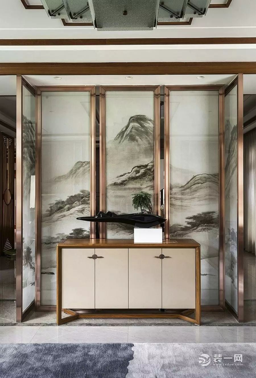 武汉圣都装修公司推荐14款新中式风格玄关设计效果图